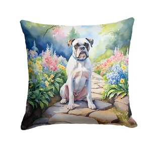 White Boxer Spring Path Throw Pillow Machine Washable, Indoor Outdoor Decorative Pillow for Couch, Bed or Patio, 18Hx18W White Boxer Spring Path Throw Pillow Machine Washable, Indoor Outdoor Decorative Pillow for Couch, Bed or Patio, 18Hx18W