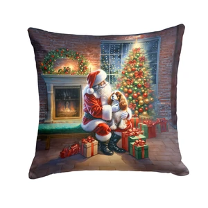 Cavalier Spaniel and Santa Claus Throw Pillow Machine Washable, Indoor Outdoor Decorative Pillow for Couch, Bed or Patio, 18Hx18W Cavalier Spaniel and Santa Claus Throw Pillow Machine Washable, Indoor Outdoor Decorative Pillow for Couch, Bed or Patio, 18Hx18W