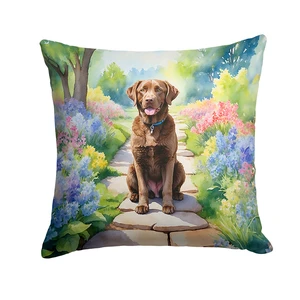 Chesapeake Bay Retriever Spring Path Throw Pillow Machine Washable, Indoor Outdoor Decorative Pillow for Couch, Bed or Patio, 18Hx18W Chesapeake Bay Retriever Spring Path Throw Pillow Machine Washable, Indoor Outdoor Decorative Pillow for Couch, Bed or Patio, 18Hx18W
