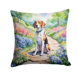 English Foxhound Spring Path Throw Pillow Machine Washable, Indoor Outdoor Decorative Pillow for Couch, Bed or Patio, 18Hx18W English Foxhound Spring Path Throw Pillow Machine Washable, Indoor Outdoor Decorative Pillow for Couch, Bed or Patio, 18Hx18W
