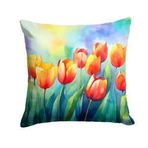 Tulips in Watercolor Throw Pillow Machine Washable, Indoor Outdoor Decorative Pillow for Couch, Bed or Patio, 18Hx18W Tulips in Watercolor Throw Pillow Machine Washable, Indoor Outdoor Decorative Pillow for Couch, Bed or Patio, 18Hx18W