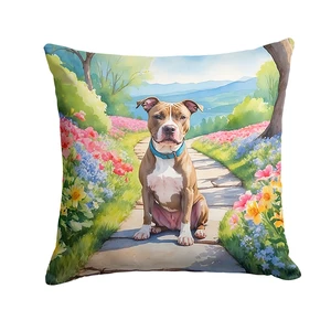 NEW Pit Bull Terrier Spring Path Throw Pillow Machine Washable, Indoor Outdoor Decorative Pillow for Couch, Bed or Patio, 18Hx18W NEW Pit Bull Terrier Spring Path Throw Pillow Machine Washable, Indoor Outdoor Decorative Pillow for Couch, Bed or Patio, 18Hx18W