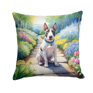 NEW Bull Terrier Spring Path Throw Pillow Machine Washable, Indoor Outdoor Decorative Pillow for Couch, Bed or Patio, 18Hx18W NEW Bull Terrier Spring Path Throw Pillow Machine Washable, Indoor Outdoor Decorative Pillow for Couch, Bed or Patio, 18Hx18W