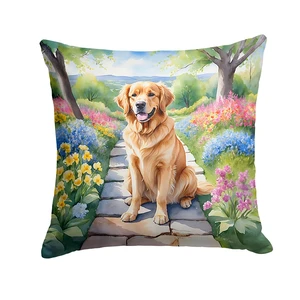 Golden Retriever Spring Path Throw Pillow Machine Washable, Indoor Outdoor Decorative Pillow for Couch, Bed or Patio, 18Hx18W Golden Retriever Spring Path Throw Pillow Machine Washable, Indoor Outdoor Decorative Pillow for Couch, Bed or Patio, 18Hx18W