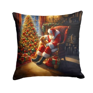 Golden Retriever and Santa Claus Throw Pillow Machine Washable, Indoor Outdoor Decorative Pillow for Couch, Bed or Patio, 18Hx18W Golden Retriever and Santa Claus Throw Pillow Machine Washable, Indoor Outdoor Decorative Pillow for Couch, Bed or Patio, 18Hx18W