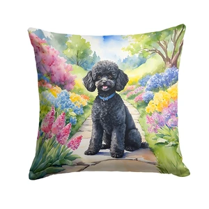 Black Poodle Spring Path Throw Pillow Machine Washable, Indoor Outdoor Decorative Pillow for Couch, Bed or Patio, 18Hx18W Black Poodle Spring Path Throw Pillow Machine Washable, Indoor Outdoor Decorative Pillow for Couch, Bed or Patio, 18Hx18W