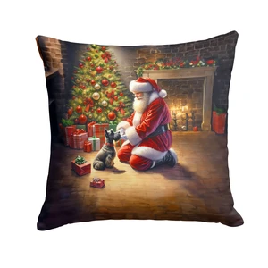 Scottish Terrier and Santa Claus Throw Pillow Machine Washable, Indoor Outdoor Decorative Pillow for Couch, Bed or Patio, 18Hx18W Scottish Terrier and Santa Claus Throw Pillow Machine Washable, Indoor Outdoor Decorative Pillow for Couch, Bed or Patio, 18Hx18W
