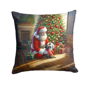 French Bulldog and Santa Claus Throw Pillow Machine Washable, Indoor Outdoor Decorative Pillow for Couch, Bed or Patio, 18Hx18W French Bulldog and Santa Claus Throw Pillow Machine Washable, Indoor Outdoor Decorative Pillow for Couch, Bed or Patio, 18Hx18W