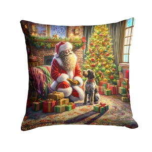 Wirehaired Pointing Griffon and Santa Claus Throw Pillow Machine Washable, Indoor Outdoor Decorative Pillow for Couch, Bed or Patio, 18Hx18W Wirehaired Pointing Griffon and Santa Claus Throw Pillow Machine Washable, Indoor Outdoor Decorative Pillow for Couch, Bed or Patio, 18Hx18W