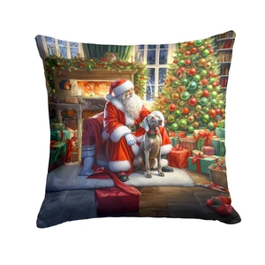 Weimaraner and Santa Claus Throw Pillow Machine Washable, Indoor Outdoor Decorative Pillow for Couch, Bed or Patio, 18Hx18W Weimaraner and Santa Claus Throw Pillow Machine Washable, Indoor Outdoor Decorative Pillow for Couch, Bed or Patio, 18Hx18W