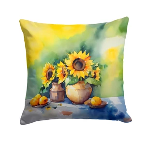 Sunflowers in Watercolor Throw Pillow Machine Washable, Indoor Outdoor Decorative Pillow for Couch, Bed or Patio, 18Hx18W Sunflowers in Watercolor Throw Pillow Machine Washable, Indoor Outdoor Decorative Pillow for Couch, Bed or Patio, 18Hx18W