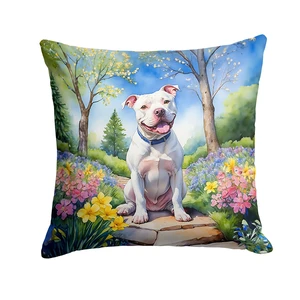 NEW Pit Bull Terrier Spring Path Throw Pillow Machine Washable, Indoor Outdoor Decorative Pillow for Couch, Bed or Patio, 18Hx18W NEW Pit Bull Terrier Spring Path Throw Pillow Machine Washable, Indoor Outdoor Decorative Pillow for Couch, Bed or Patio, 18Hx18W