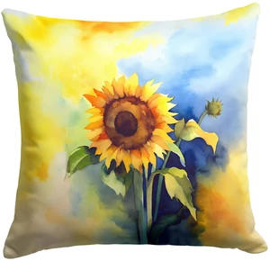 Sunflowers in Watercolor Throw Pillow Machine Washable, Indoor Outdoor Decorative Pillow for Couch, Bed or Patio, 18Hx18W Sunflowers in Watercolor Throw Pillow Machine Washable, Indoor Outdoor Decorative Pillow for Couch, Bed or Patio, 18Hx18W