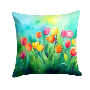 Tulips in Watercolor Throw Pillow Machine Washable, Indoor Outdoor Decorative Pillow for Couch, Bed or Patio, 18Hx18W Tulips in Watercolor Throw Pillow Machine Washable, Indoor Outdoor Decorative Pillow for Couch, Bed or Patio, 18Hx18W
