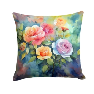Roses in Watercolor Throw Pillow Machine Washable, Indoor Outdoor Decorative Pillow for Couch, Bed or Patio, 18Hx18W Roses in Watercolor Throw Pillow Machine Washable, Indoor Outdoor Decorative Pillow for Couch, Bed or Patio, 18Hx18W