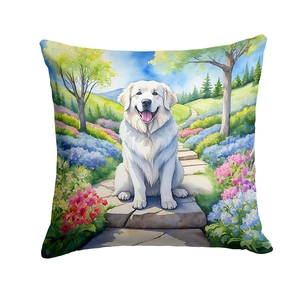 Great Pyrenees Spring Path Throw Pillow Machine Washable, Indoor Outdoor Decorative Pillow for Couch, Bed or Patio, 18Hx18W Great Pyrenees Spring Path Throw Pillow Machine Washable, Indoor Outdoor Decorative Pillow for Couch, Bed or Patio, 18Hx18W