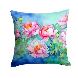 Peonies in Watercolor Throw Pillow Machine Washable, Indoor Outdoor Decorative Pillow for Couch, Bed or Patio, 18Hx18W Peonies in Watercolor Throw Pillow Machine Washable, Indoor Outdoor Decorative Pillow for Couch, Bed or Patio, 18Hx18W
