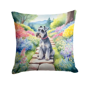 Schnauzer Spring Path Throw Pillow Machine Washable, Indoor Outdoor Decorative Pillow for Couch, Bed or Patio, 18Hx18W Schnauzer Spring Path Throw Pillow Machine Washable, Indoor Outdoor Decorative Pillow for Couch, Bed or Patio, 18Hx18W