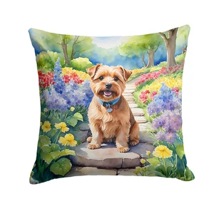Norfolk Terrier Spring Path Throw Pillow Machine Washable, Indoor Outdoor Decorative Pillow for Couch, Bed or Patio, 18Hx18W Norfolk Terrier Spring Path Throw Pillow Machine Washable, Indoor Outdoor Decorative Pillow for Couch, Bed or Patio, 18Hx18W
