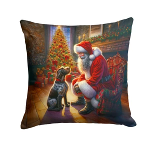 German Wirehaired Pointer and Santa Claus Throw Pillow Machine Washable, Indoor Outdoor Decorative Pillow for Couch, Bed or Patio, 18Hx18W German Wirehaired Pointer and Santa Claus Throw Pillow Machine Washable, Indoor Outdoor Decorative Pillow for Couch, Bed or Patio, 18Hx18W
