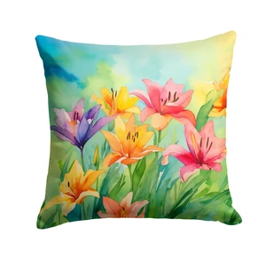 Lilies in Watercolor Throw Pillow Machine Washable, Indoor Outdoor Decorative Pillow for Couch, Bed or Patio, 18Hx18W Lilies in Watercolor Throw Pillow Machine Washable, Indoor Outdoor Decorative Pillow for Couch, Bed or Patio, 18Hx18W