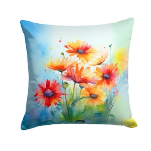 Gerbera Daisies in Watercolor Throw Pillow Machine Washable, Indoor Outdoor Decorative Pillow for Couch, Bed or Patio, 18Hx18W Gerbera Daisies in Watercolor Throw Pillow Machine Washable, Indoor Outdoor Decorative Pillow for Couch, Bed or Patio, 18Hx18W