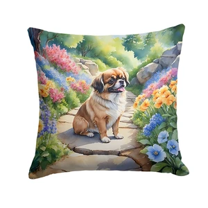 Tibetan Spaniel Spring Path Throw Pillow Machine Washable, Indoor Outdoor Decorative Pillow for Couch, Bed or Patio, 18Hx18W Tibetan Spaniel Spring Path Throw Pillow Machine Washable, Indoor Outdoor Decorative Pillow for Couch, Bed or Patio, 18Hx18W