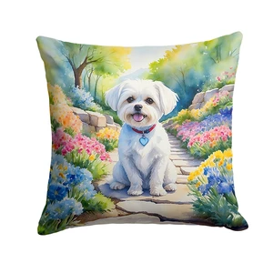 Maltese Spring Path Throw Pillow Machine Washable, Indoor Outdoor Decorative Pillow for Couch, Bed or Patio, 18Hx18W Maltese Spring Path Throw Pillow Machine Washable, Indoor Outdoor Decorative Pillow for Couch, Bed or Patio, 18Hx18W