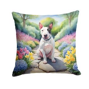 NEW English Bull Terrier Spring Path Throw Pillow Machine Washable, Indoor Outdoor Decorative Pillow for Couch, Bed or Patio, 18Hx18W NEW English Bull Terrier Spring Path Throw Pillow Machine Washable, Indoor Outdoor Decorative Pillow for Couch, Bed or Patio, 18Hx18W