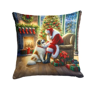 Great Pyrenees and Santa Claus Throw Pillow Machine Washable, Indoor Outdoor Decorative Pillow for Couch, Bed or Patio, 18Hx18W Great Pyrenees and Santa Claus Throw Pillow Machine Washable, Indoor Outdoor Decorative Pillow for Couch, Bed or Patio, 18Hx18W