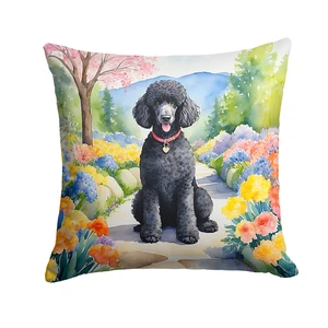 Black Poodle Spring Path Throw Pillow Machine Washable, Indoor Outdoor Decorative Pillow for Couch, Bed or Patio, 18Hx18W Black Poodle Spring Path Throw Pillow Machine Washable, Indoor Outdoor Decorative Pillow for Couch, Bed or Patio, 18Hx18W