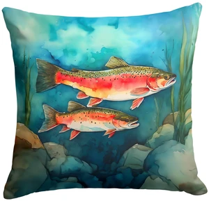 Trout Throw Pillow Machine Washable, Indoor Outdoor Decorative Pillow for Couch, Bed or Patio, 18Hx18W Trout Throw Pillow Machine Washable, Indoor Outdoor Decorative Pillow for Couch, Bed or Patio, 18Hx18W
