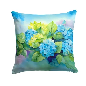 Hydrangeas in Watercolor Throw Pillow Machine Washable, Indoor Outdoor Decorative Pillow for Couch, Bed or Patio, 18Hx18W Hydrangeas in Watercolor Throw Pillow Machine Washable, Indoor Outdoor Decorative Pillow for Couch, Bed or Patio, 18Hx18W