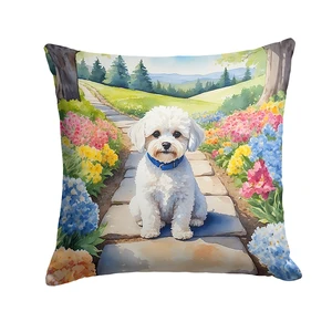 Maltipoo Spring Path Throw Pillow Machine Washable, Indoor Outdoor Decorative Pillow for Couch, Bed or Patio, 18Hx18W Maltipoo Spring Path Throw Pillow Machine Washable, Indoor Outdoor Decorative Pillow for Couch, Bed or Patio, 18Hx18W