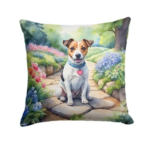 Jack Russell Terrier Spring Path Throw Pillow Machine Washable, Indoor Outdoor Decorative Pillow for Couch, Bed or Patio, 18Hx18W Jack Russell Terrier Spring Path Throw Pillow Machine Washable, Indoor Outdoor Decorative Pillow for Couch, Bed or Patio, 18Hx18W