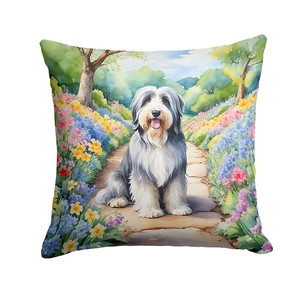 Bearded Collie Spring Garden Throw Pillow Machine Washable, Indoor Outdoor Decorative Pillow for Couch, Bed or Patio, 18Hx18W Bearded Collie Spring Garden Throw Pillow Machine Washable, Indoor Outdoor Decorative Pillow for Couch, Bed or Patio, 18Hx18W