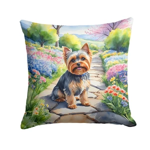 Yorkshire Terrier Spring Path Throw Pillow Machine Washable, Indoor Outdoor Decorative Pillow for Couch, Bed or Patio, 18Hx18W Yorkshire Terrier Spring Path Throw Pillow Machine Washable, Indoor Outdoor Decorative Pillow for Couch, Bed or Patio, 18Hx18W