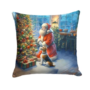 Fox Terrier and Santa Claus Throw Pillow Machine Washable, Indoor Outdoor Decorative Pillow for Couch, Bed or Patio, 18Hx18W Fox Terrier and Santa Claus Throw Pillow Machine Washable, Indoor Outdoor Decorative Pillow for Couch, Bed or Patio, 18Hx18W
