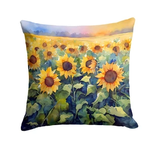 Sunflowers in Watercolor Throw Pillow Machine Washable, Indoor Outdoor Decorative Pillow for Couch, Bed or Patio, 18Hx18W Sunflowers in Watercolor Throw Pillow Machine Washable, Indoor Outdoor Decorative Pillow for Couch, Bed or Patio, 18Hx18W