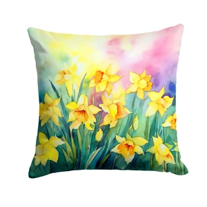 Daffodils in Watercolor Throw Pillow Machine Washable, Indoor Outdoor Decorative Pillow for Couch, Bed or Patio, 18Hx18W Daffodils in Watercolor Throw Pillow Machine Washable, Indoor Outdoor Decorative Pillow for Couch, Bed or Patio, 18Hx18W