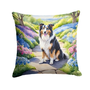 Collie Spring Path Throw Pillow Machine Washable, Indoor Outdoor Decorative Pillow for Couch, Bed or Patio, 18Hx18W Collie Spring Path Throw Pillow Machine Washable, Indoor Outdoor Decorative Pillow for Couch, Bed or Patio, 18Hx18W