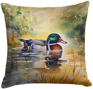 Wood Duck Throw Pillow Machine Washable, Indoor Outdoor Decorative Pillow for Couch, Bed or Patio, 18Hx18W Wood Duck Throw Pillow Machine Washable, Indoor Outdoor Decorative Pillow for Couch, Bed or Patio, 18Hx18W