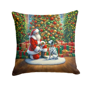 Dalmatian and Santa Claus Throw Pillow Machine Washable, Indoor Outdoor Decorative Pillow for Couch, Bed or Patio, 18Hx18W Dalmatian and Santa Claus Throw Pillow Machine Washable, Indoor Outdoor Decorative Pillow for Couch, Bed or Patio, 18Hx18W