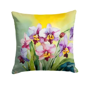Orchids in Watercolor Throw Pillow Machine Washable, Indoor Outdoor Decorative Pillow for Couch, Bed or Patio, 18Hx18W Orchids in Watercolor Throw Pillow Machine Washable, Indoor Outdoor Decorative Pillow for Couch, Bed or Patio, 18Hx18W