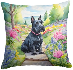 Scottish Terrier Spring Path Throw Pillow Machine Washable, Indoor Outdoor Decorative Pillow for Couch, Bed or Patio, 18Hx18W Scottish Terrier Spring Path Throw Pillow Machine Washable, Indoor Outdoor Decorative Pillow for Couch, Bed or Patio, 18Hx18W