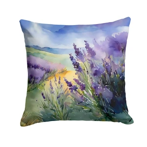 Lavender in Watercolor Throw Pillow Machine Washable, Indoor Outdoor Decorative Pillow for Couch, Bed or Patio, 18Hx18W Lavender in Watercolor Throw Pillow Machine Washable, Indoor Outdoor Decorative Pillow for Couch, Bed or Patio, 18Hx18W