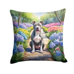 NEW Pit Bull Terrier Spring Path Throw Pillow Machine Washable, Indoor Outdoor Decorative Pillow for Couch, Bed or Patio, 18Hx18W NEW Pit Bull Terrier Spring Path Throw Pillow Machine Washable, Indoor Outdoor Decorative Pillow for Couch, Bed or Patio, 18Hx18W
