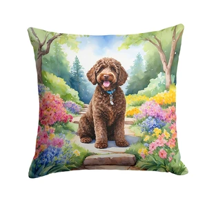 Labradoodle Spring Path Throw Pillow Machine Washable, Indoor Outdoor Decorative Pillow for Couch, Bed or Patio, 18Hx18W Labradoodle Spring Path Throw Pillow Machine Washable, Indoor Outdoor Decorative Pillow for Couch, Bed or Patio, 18Hx18W