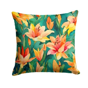 Lilies in Watercolor Throw Pillow Machine Washable, Indoor Outdoor Decorative Pillow for Couch, Bed or Patio, 18Hx18W Lilies in Watercolor Throw Pillow Machine Washable, Indoor Outdoor Decorative Pillow for Couch, Bed or Patio, 18Hx18W
