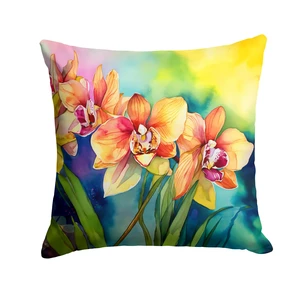 Orchids in Watercolor Throw Pillow Machine Washable, Indoor Outdoor Decorative Pillow for Couch, Bed or Patio, 18Hx18W Orchids in Watercolor Throw Pillow Machine Washable, Indoor Outdoor Decorative Pillow for Couch, Bed or Patio, 18Hx18W